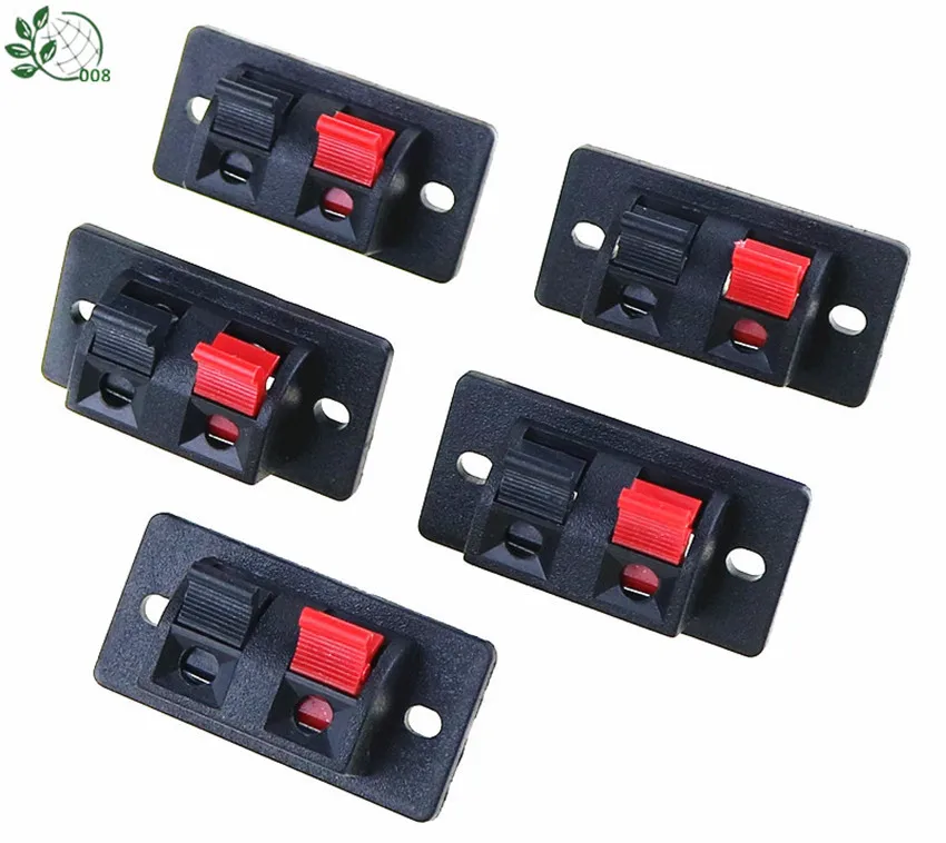 2019 Hot 5 Pcs 2 Positions Connector Terminal Push in Jack Spring Load Audio Speaker Terminals