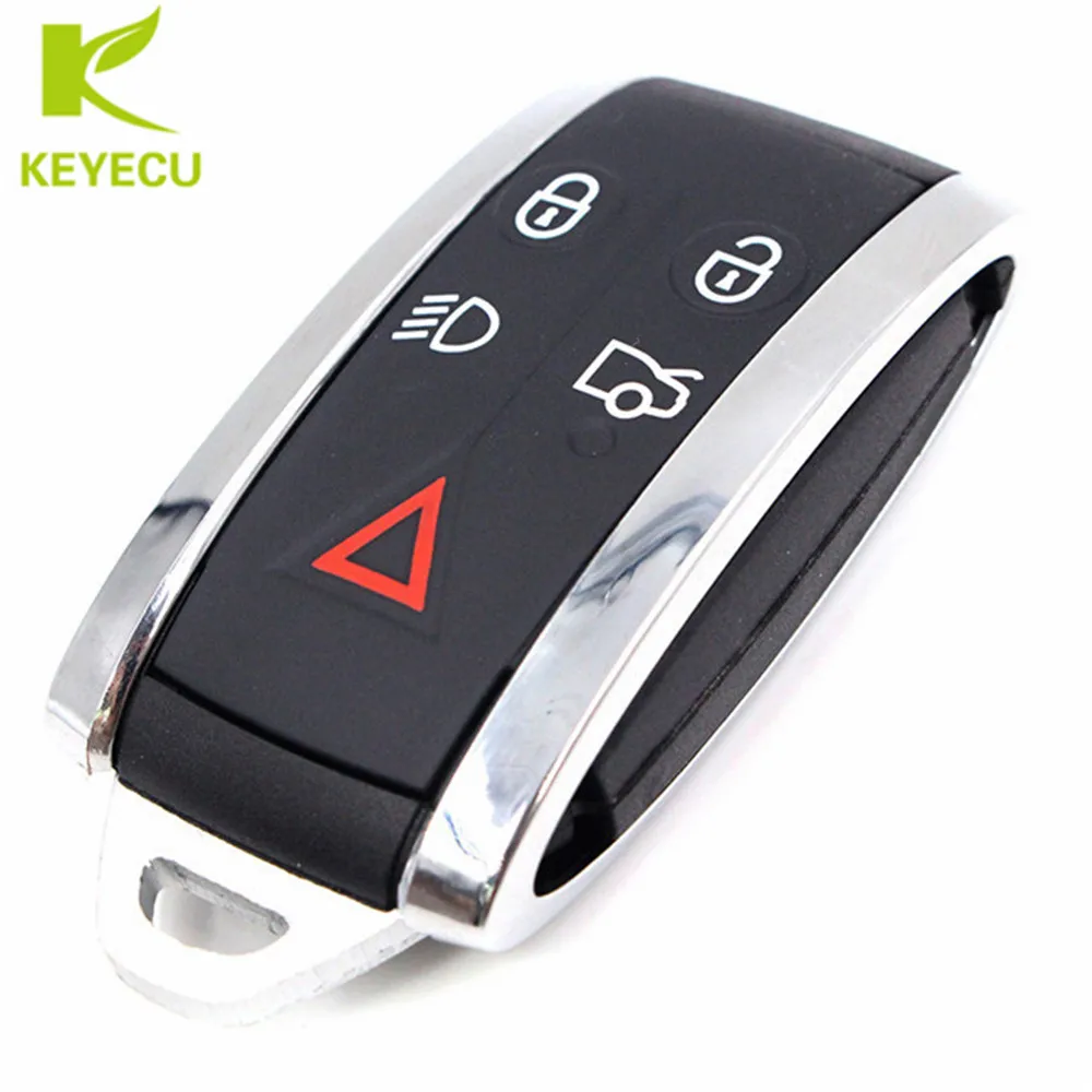 

KEYECU Replacement Smart Key Shell Remote Key Case Fob 5 Button+ Key Blank Uncut for JAGUAR X S-Type XF XK XKR