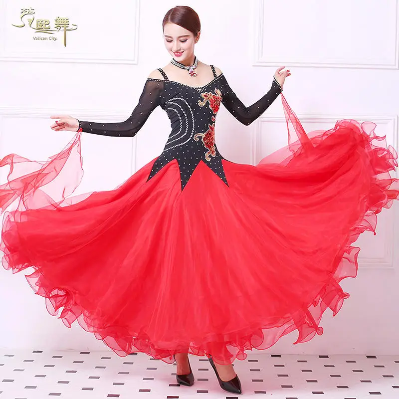 

Customized Ballroom Dance Dress Hand Made Modern Dancing Dresses Girls Costumes National Standard Dance Competition Suits D-0351