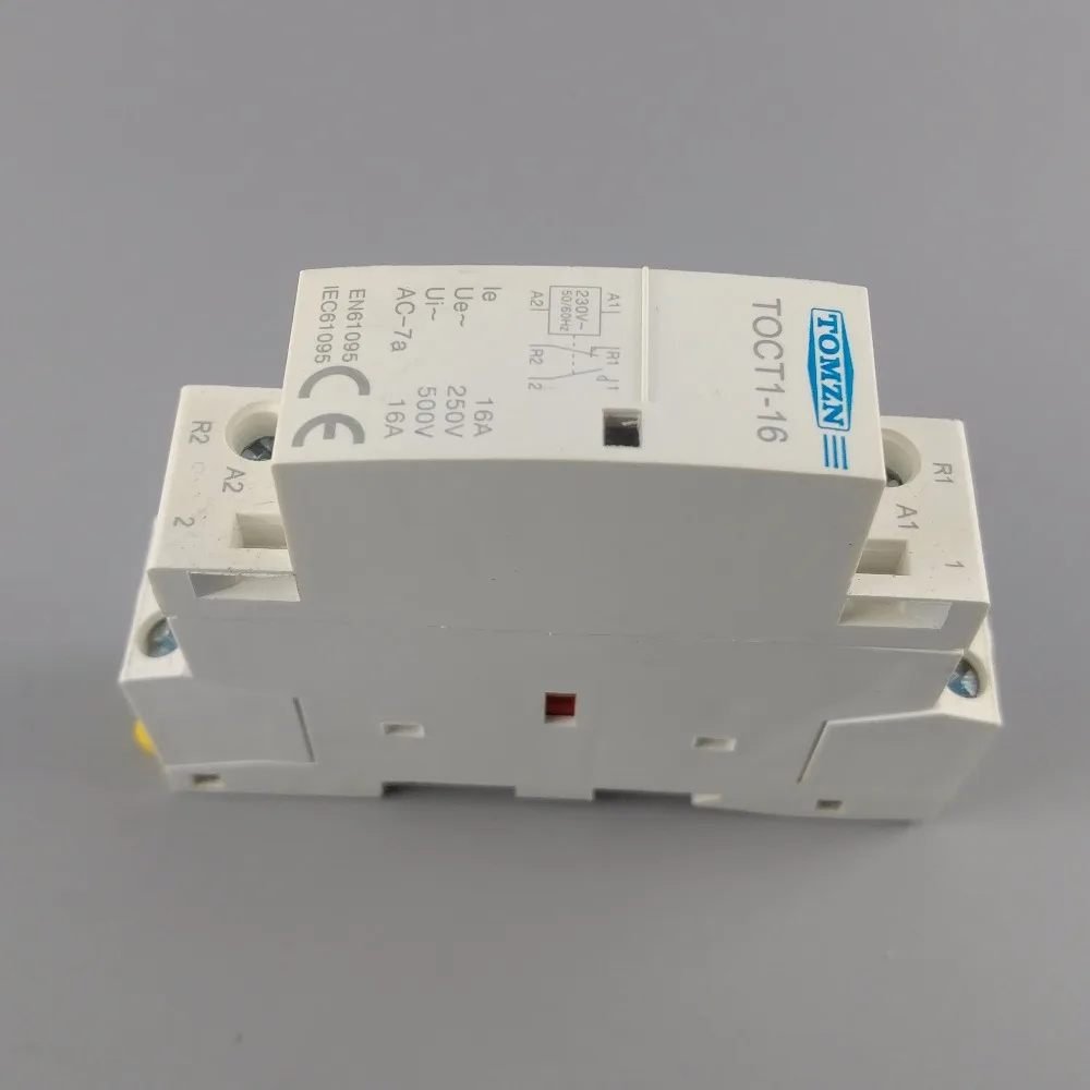 1PCS TOCT1 2P 16A 220V/230V 50/60HZ Din rail Household ac Modular contactor  2NO  or 1NO 1NC