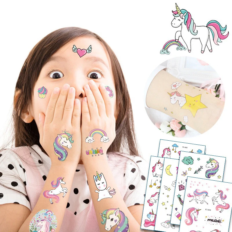 5pcs Cartoon Unicorn Tattoo For Kid Cute Fake Taty Children Tatouage Temporaire Body Art Waterproof Temporary Tattoo Sticker