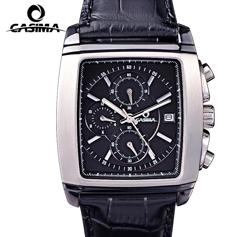 CASIMA Brand Man Fashion Square Dress Watch Mens Luxury Chronograph Sport Quartz Wristwatch 100m Waterproof for Men Reloj Hombre