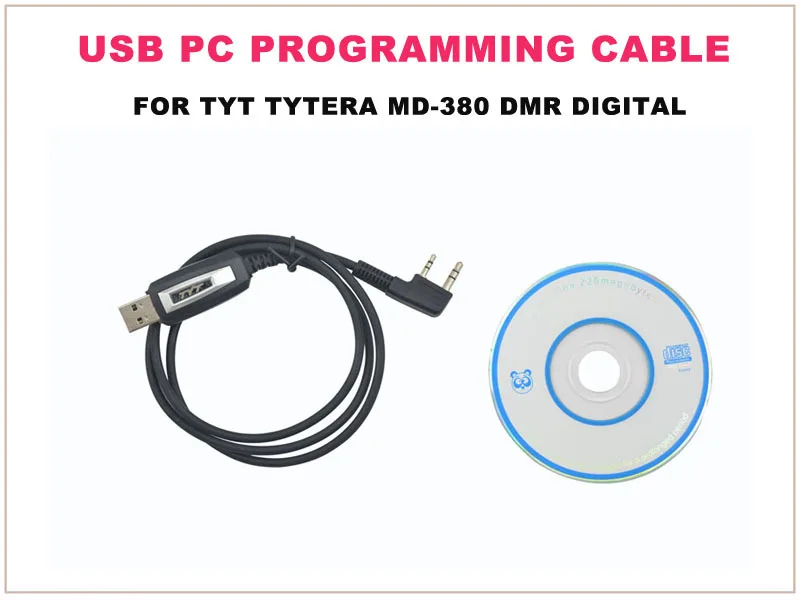 

USB PC Programming Cable w/ software CD Driver for TYT Tytera DMR Digital Portable Two-way Radio MD-380