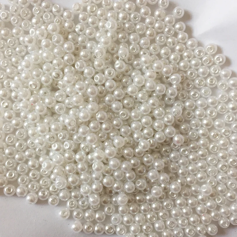 Pearlized Ivory White ABS Imitation Pearl Bead Small Round Ball DIY Kids Jewelry Craft for Decorations Material