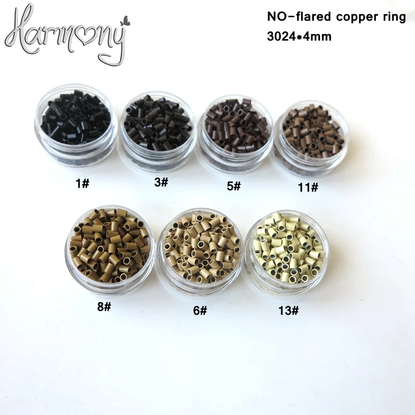 1000pcs Black Straight Copper Ring mini locks of 3.0x2.4x4mm Micro Ring Beads For I tip Hair Extension