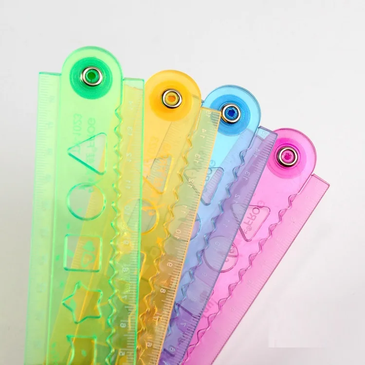 1Pcs 30cm Folding Ruler Student Stationery Multicolour Soft Flexible Plastic measure double faced straight ruler