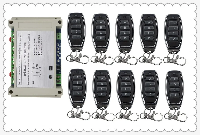 

12V 24V 36V 48V 4CH 30A RF Wireless Remote Control Relay Switch Security System Garage Doors Gate Electric Doors 10 * remote