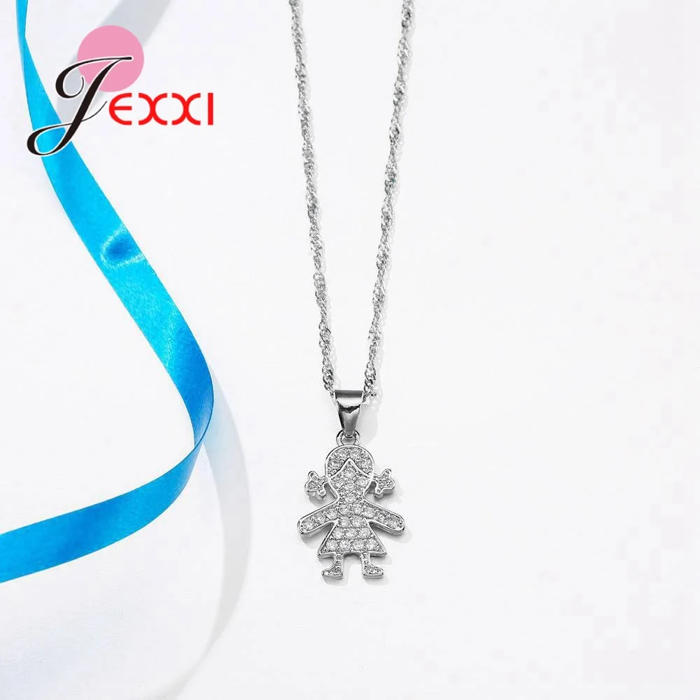 New Arrival 925 Sterling Silver Color Party Jewelry Sets For Women Girls Gifts Micro CZ Zircon Pendants Necklaces Earring