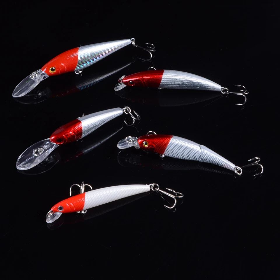 New 5pcs/lot Lifelike pesca Fishing Lure Mixed 5 Models Hard Baits of 5 Colors Fishing Lure Wobblers Fishing Tackle With 3D Eyes