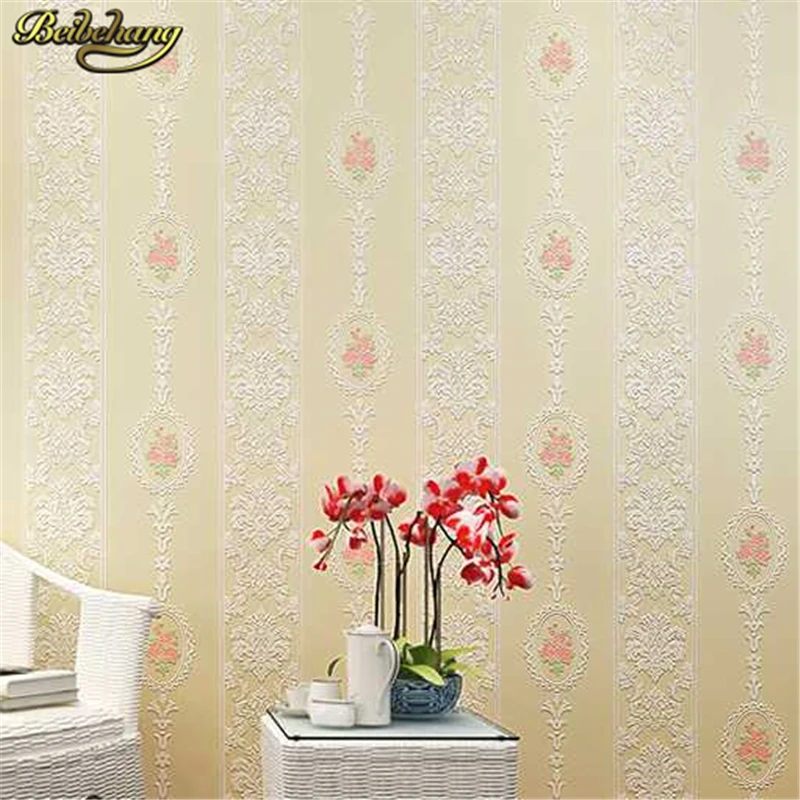 beibehang papel de parede 3D European Striped pastoral relief Living room wallpaper for walls 3D wall papers home decor bedroom