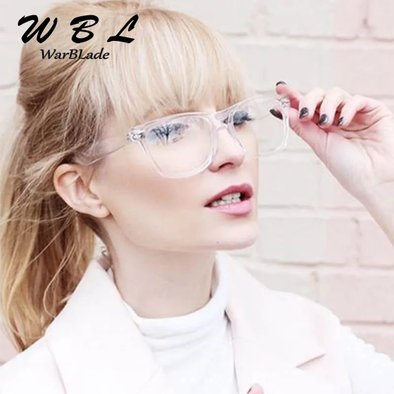 WarBLade 2018 Fake Glasses New Design Crystal Clear Frame Transparent Frame  Eyeglasses Square Eye Spectacle Clear Lens