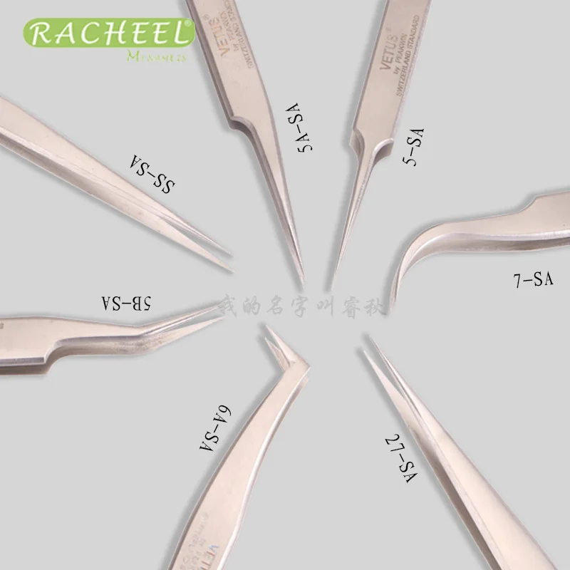 False Eyelash Tweezer SA All size Top Quality Stainless Steel anti-static eyelash tweezers superhard Eyelash Extension tool