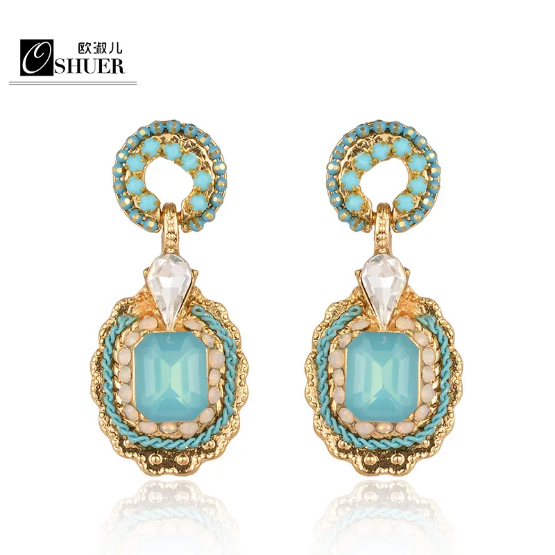 OSHUER New Fashion Jewelry Gold Plated Crystal Stud Earrings For Women