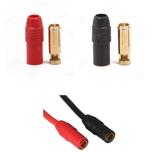 1set Amass AS150 Gold Plated Banana Plug 7mm Male/Female for High Voltage Battery Red/Black