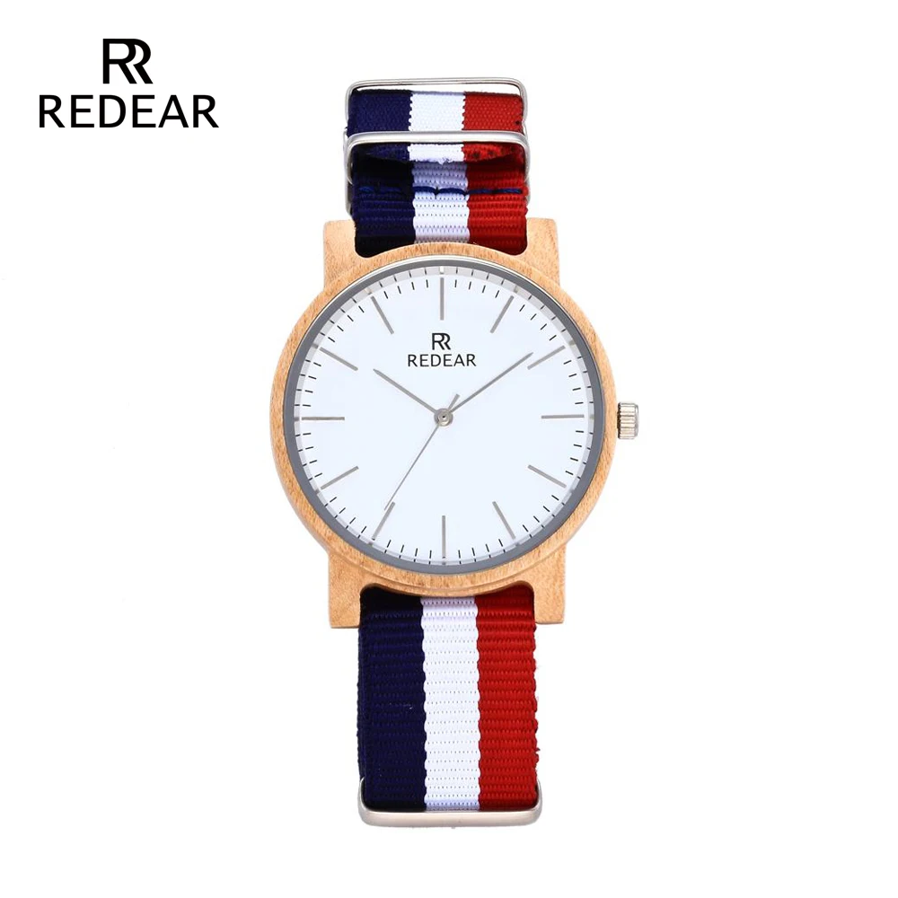 REDEAR Lady Watch for Woman Wood Watch Japan Quartz Movement Female Wooden Wristwatches With Nylon Watch Strap For Girl Gift