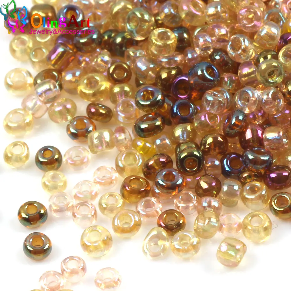 OlingArt new AAA 2MM 1700pcs Plating colors mixed multicolor Glass Seed beads Spacer Bead DIY Bracelet necklace jewelry making