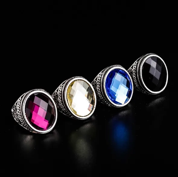 2PCS/LOT Women Men Black Purple Ring Crystal Rhinestone Hollow Carving Finger Rings New Fashion Rings US 7-10 Size 31022