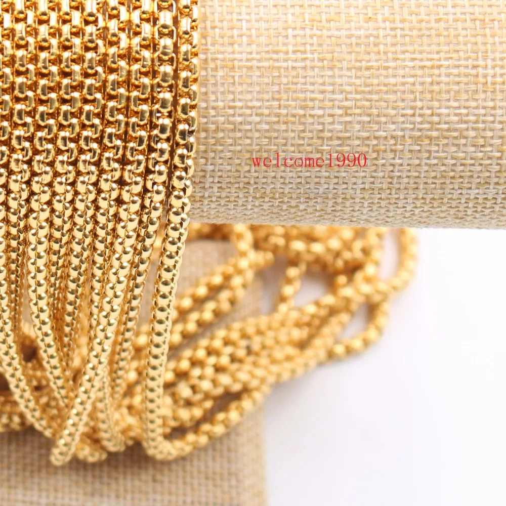 Fate Love in bulk 3 meter wholesale Gold 3mm Square Box chain Stainless Steel Jewelry Finding Chain Marking DIY Necklace