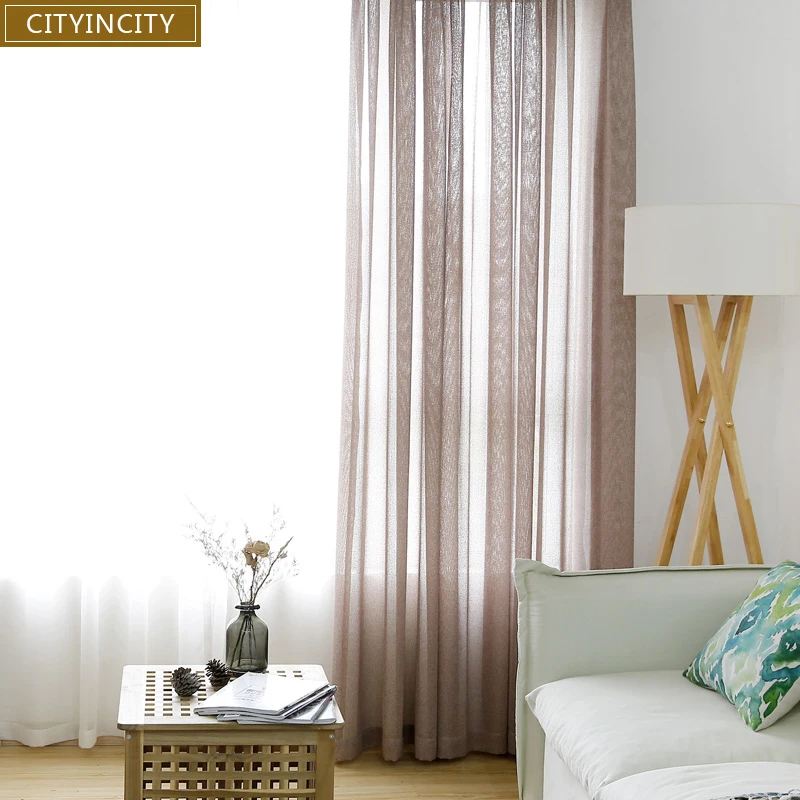 CITYINCITY Solid Curtains for Living room six colors modern Curtain for kitchen soft tulle sheer for bedroom Customized