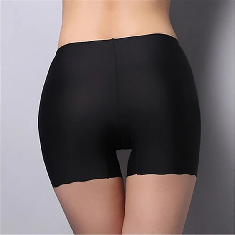 1pc  free size 3 Colors Summer Underwear shorts Sexy Silk Ice pants White/Black/Nude Women Safety Short Pants  Gifts for women