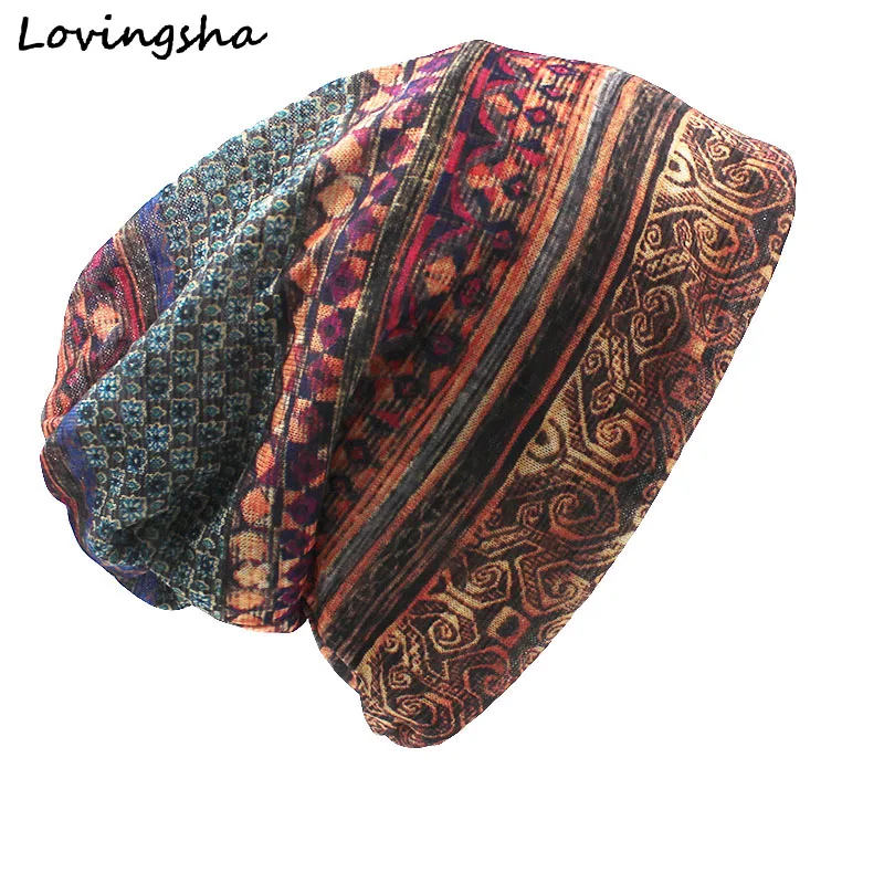 LOVINGSHA marca autunno e inverno cappelli di Design Vintage a doppio uso per donna Skullies sottili e berretti sciarpa donna maschera per il viso