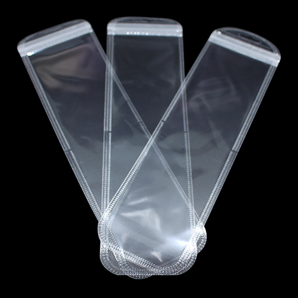 DHL 2000Pcs/lot 5.5x22cm Transparent Grocery Zip Lock Packaging Bag Self Sealing Plastic Ziplock Package Pouch with Hang Hole