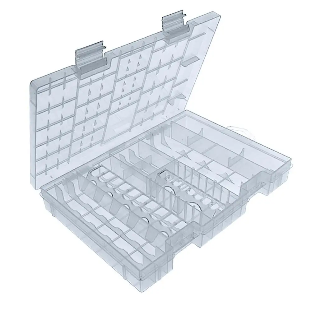 

Transparent Battery Organizer Extra Larger Storage Case 10.8 inches by 6.8 inches By 1.4 Inches Holds a Variety Of Battery Types