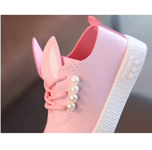 Chaussures de noël pour petites filles, baskets décontractées avec oreilles de lapin et perles