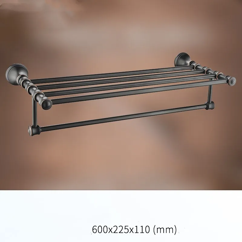 Oil Rubbed Bronze Black Solid brass 600mm 23.6 inch Double-deck Towel rack Bathroom hardware Accessories