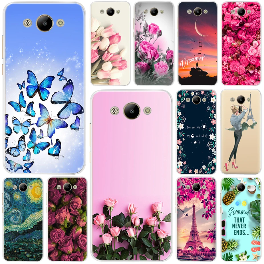 Funda de silicona para Huawei Y3 2017, carcasa trasera de flores de colores para Huawei y3 y 3 2017 CRO-U00 CRO-L22, Funda de teléfono