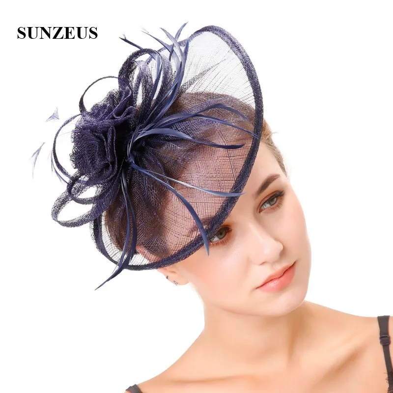 Linen Flowers Women's Hats Feathers Fascinators White Wedding Hair Hats Accessories sombrero mujer boda SH55