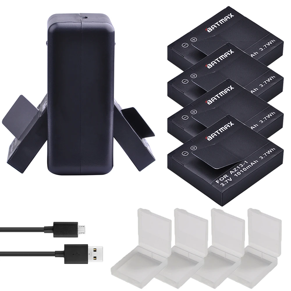 

For 4Pcs 1010mAh Original Xiaoyi Battery AZ13-1 Battery + USB Dual Charger for Xiaomi Yi XiaoYi Sports Action Camera DV Cam