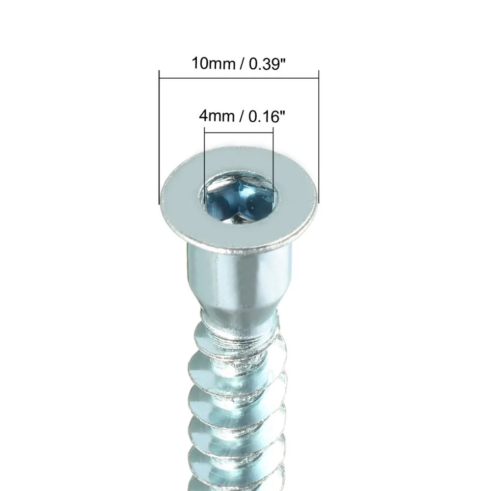 20Pc 7x39/49/59/69mm Hex Socket Drive Countersunk Head Furniture Confirmat Screws Wood Self tapping Connecting Screw Zinc Plated