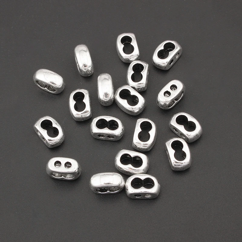 20pcs 3mm 4mm Double Holes Barrel Slider Spacers For 3/4mm Round Leather Cord Bracelet Necklace Jewelry Findings