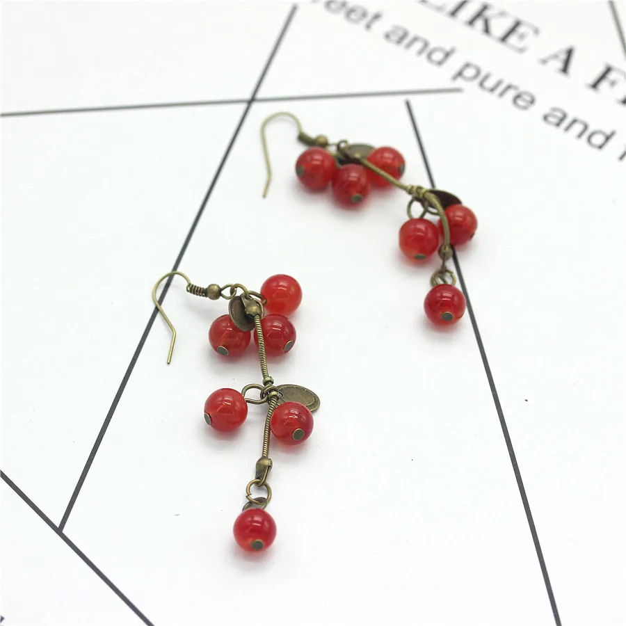 ADOLPH Jewelry Fashion Jewelry For Women Korean Pop Red Cherry Cute Drop  Earring