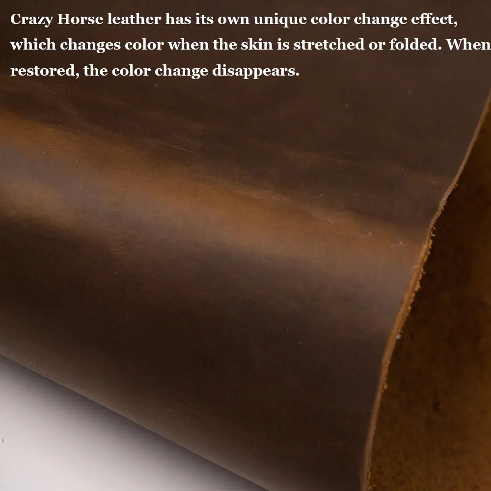 Thick cowhide genuine leather 1.8 to 2.2 mm square piece cowhide  Crazy Horse First Layer  Tanned cow skin hide brown