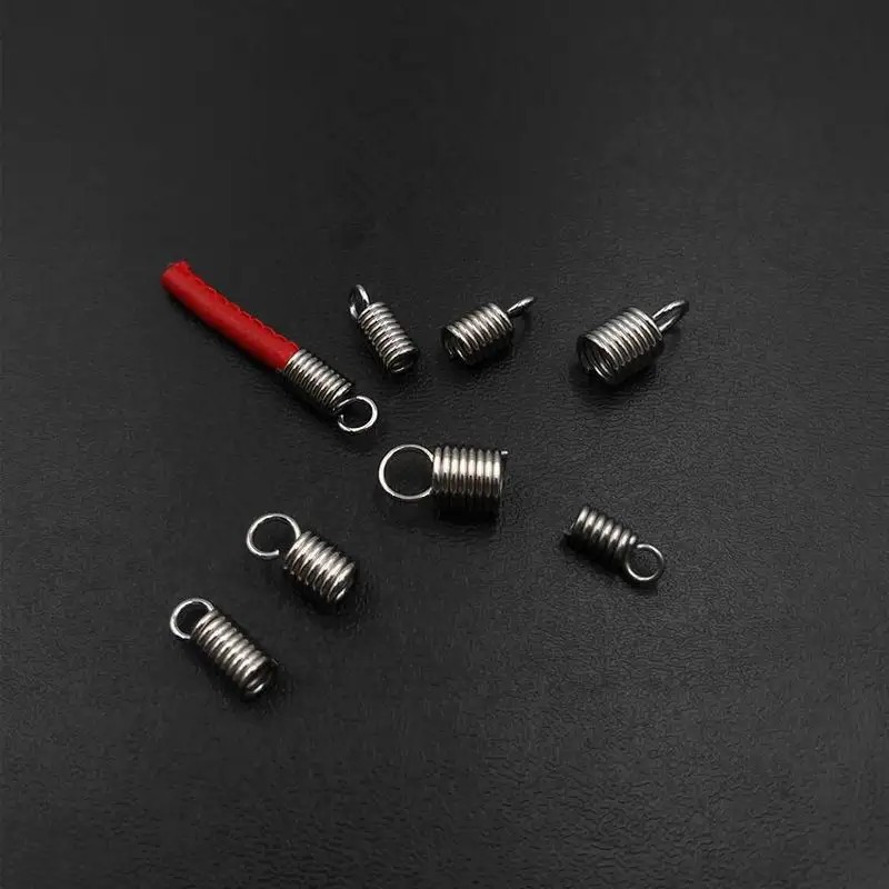 Conector de resorte de acero inoxidable para fabricación de joyas, cuerda de crimpado, tapas de extremos de cadenas para bricolaje, accesorios de joyería, 100 piezas, 1,5-4mm