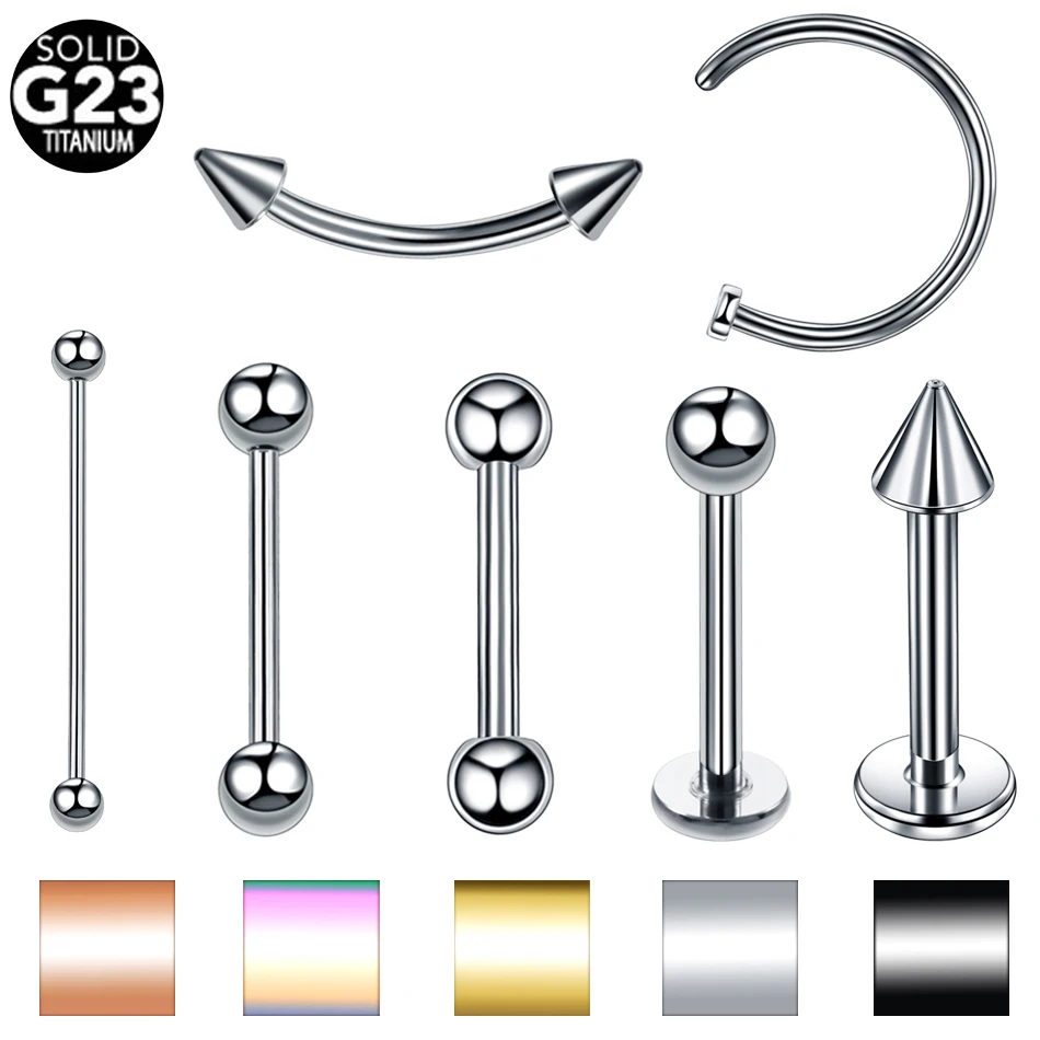 1PC Titanium Ear Studs Fake Clip On Nose Rings Oreja Piercing Ear Cartilage Tragus Tongue Eyebrow Labret Helix Piercings Jewelry