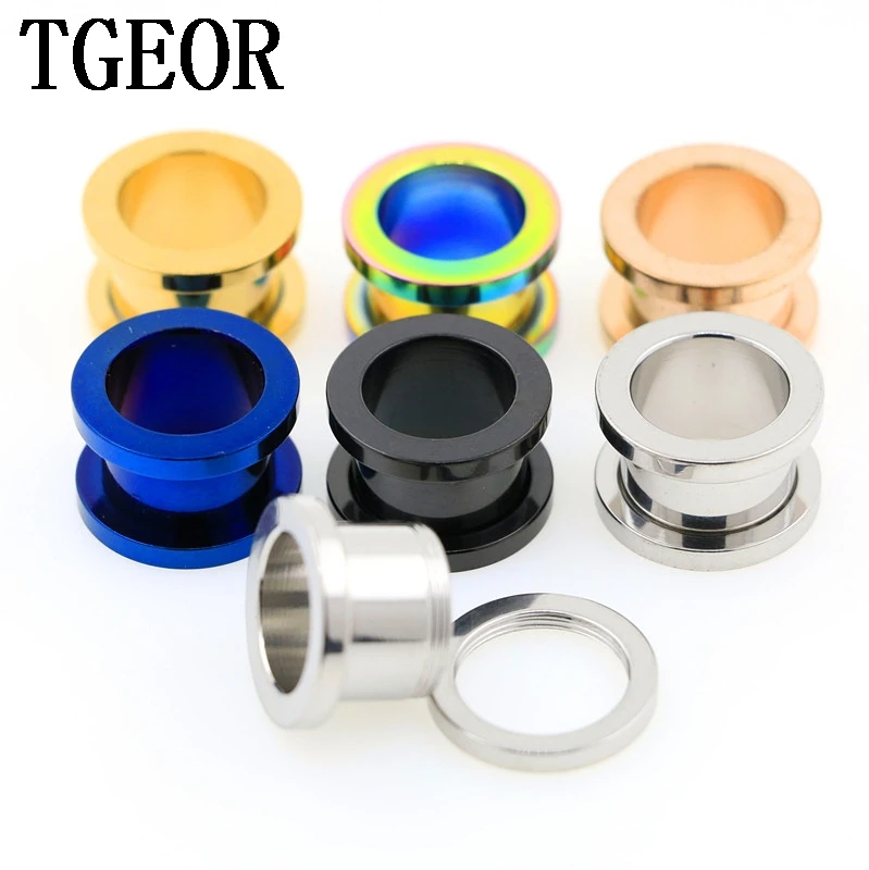 free shipping illusion cheaters 1 PCS SMALL GAUGES EAR TUNNEL Stainless Steel TITANIUM PLATED COLORS PIERCING FLESH TUNNEL