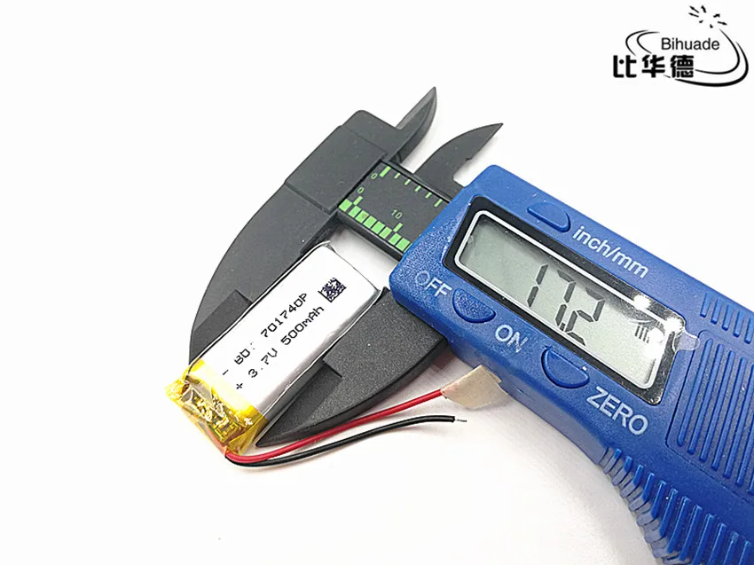 2pcs/lot 3.7V 500mAH 701740 Polymer lithium ion / Li-ion Rechargeable battery for DVR,GPS,mp3,mp4