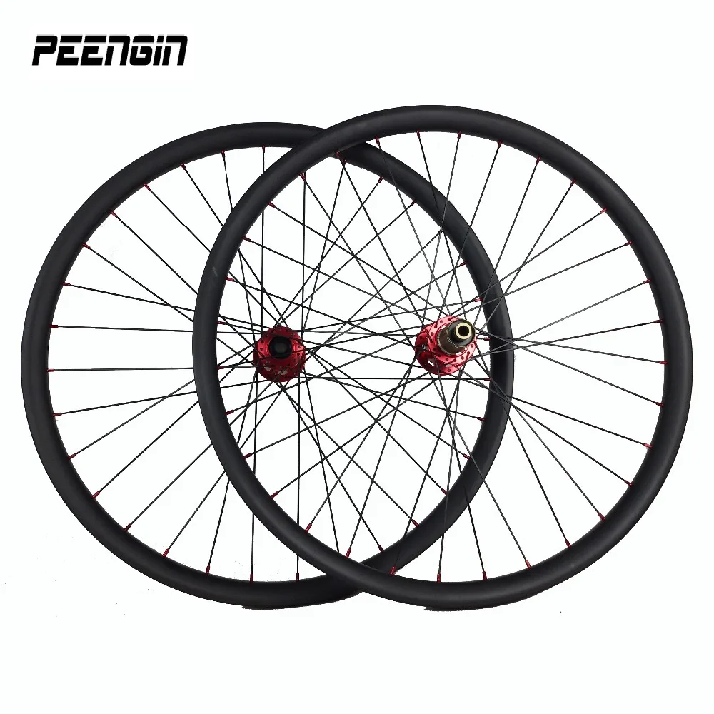 29 Inch Carbon MTB Aero Rims/Wheelsets 35mm Width Clincher Hookless Tubeless Compatible Powerway Hub 28 Holes XC Cross Country