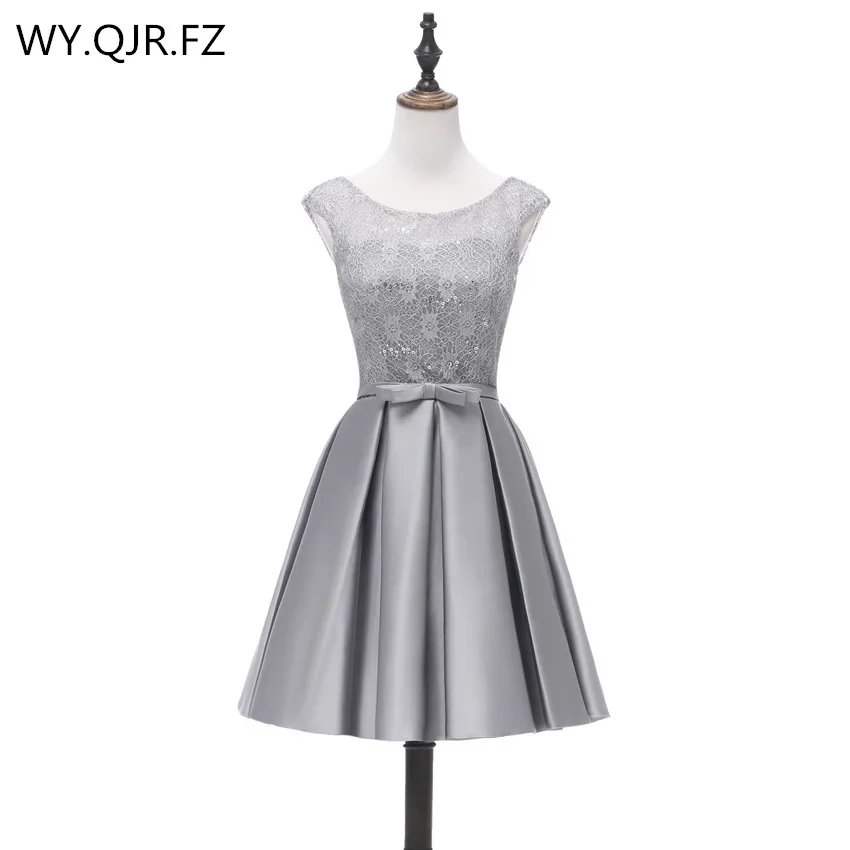 AFS-002#Lace up new short bridesmaid dresses plus size summer gray wedding party prom dress cheap wholesale Custom fashion girl