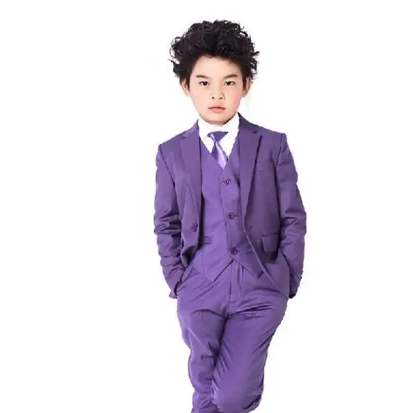 Kid Tuxedo (Coat+Pants+Vest+Tie) Custom Made Smoking Casamento Evening Tuxedo Suit Boy clothing