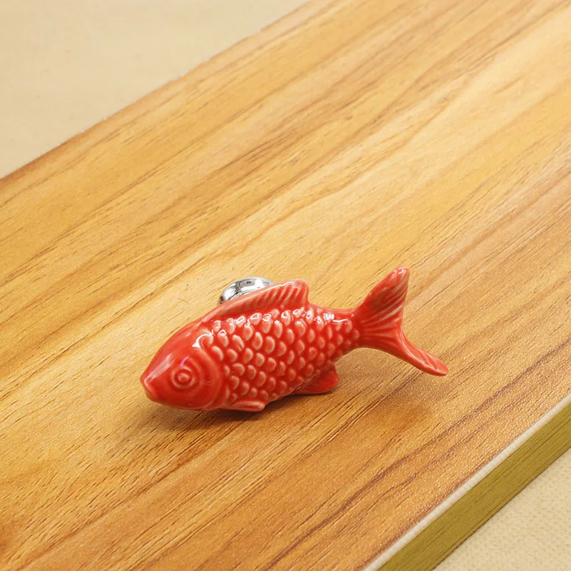 KAK Kinder Schubladenknöpfe Fischform Keramikgriffe für Kinderzimmer Küchenschrankgriffe Schrankknöpfe Möbelbeschläge
