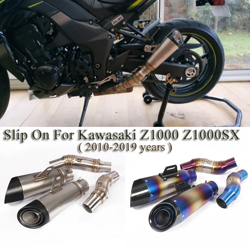 Motorcycle SC Exhaust Escape Slip On For Kawasaki Z1000 ABS Z1000SX 2010 - 2018 2019 Modified Carbon GP Muffler Middle Link Pipe