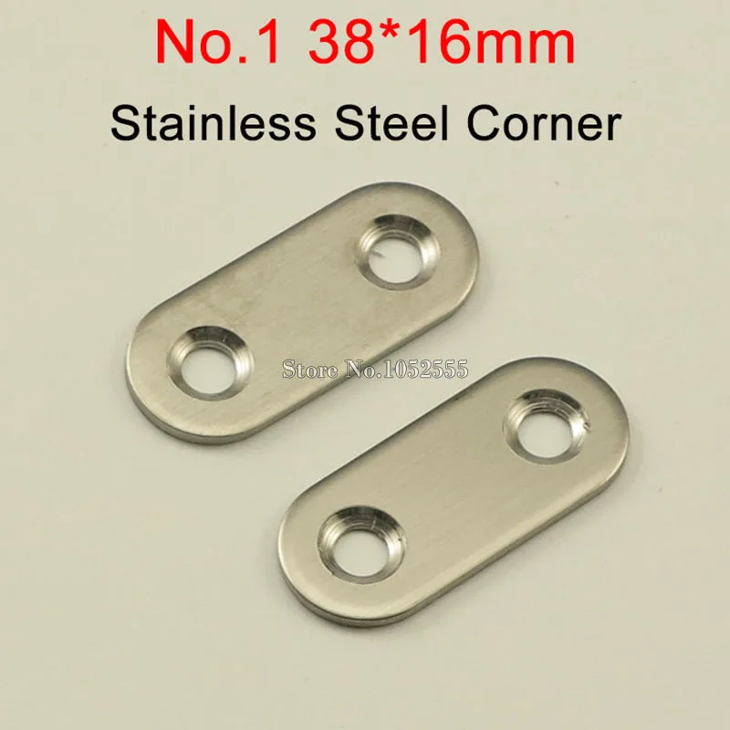 

100PCS 38*16mm stainless steel Flat Brackets Straight Line Metal Plates Repair Fixing Joining furniture Connecting fittings K250