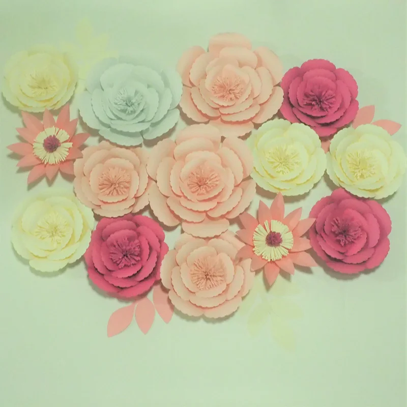 Giant Paper Flowers For Showcase Wedding Backdrops Props flores artificiais para decora o 2 Different Sets Options