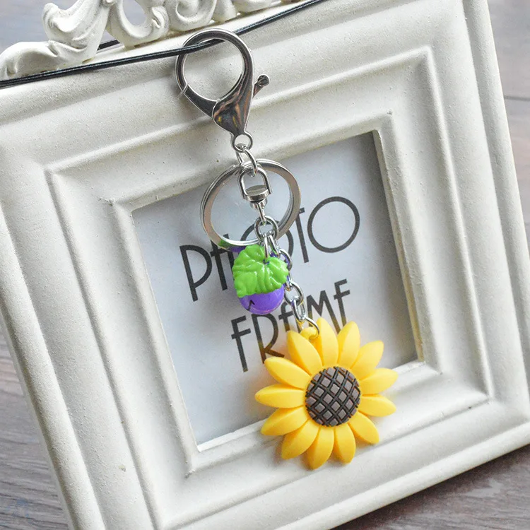 Wedding bridal showers souvenir exquisite PVC sunflower keyring birthday party favors and gift Lin3793