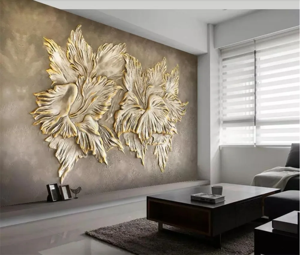 beibehang papel de parede Custom wallpaper 3d rich gold papel de parede embossed flowers open rich flowers background wall paper