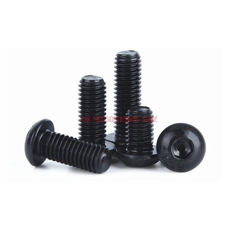 2023 New Drywall Parafuso Parafusos 10pcs 12.9 Grade M3 M4 M5x6/8/10/12/16/20/25 Mm Black Hexagon Socket Head Screws Round Cup